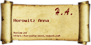 Horowitz Anna névjegykártya